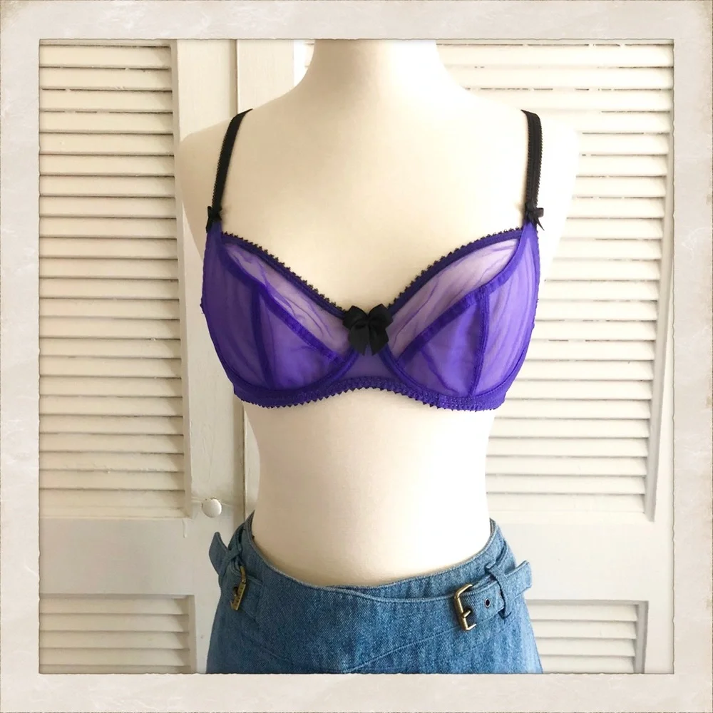 Claudette Dessious Sheer Purple‎ Bra, 34C, NWT